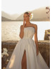 Strapless Ivory Organza Slit Unusual Wedding Dress